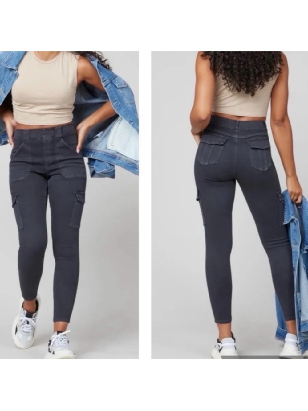 SPANX High-Waist Stretch Cargo Pants - Charcoal Gray